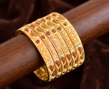 Gold Tone Designer Set Of 6 Bangles(2.8) dj-08439