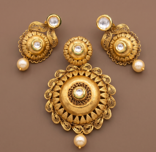 Antique kundan Pearl pendant set dj-01821