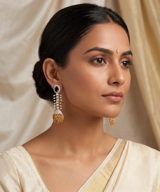 Antique two tone black Long earrings dj-03349