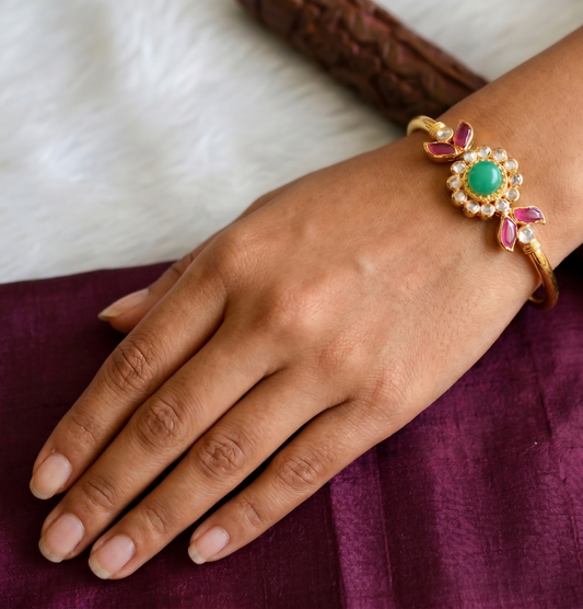 Gold tone ruby-emerald Kada/bracelet dj-03273