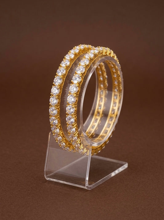 Gold tone diamond look bangles(2.10) Dj-54817