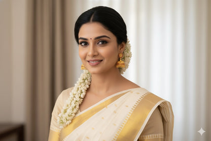 Gold tone kerala style pink big lakshmi jhumkka dj-51804