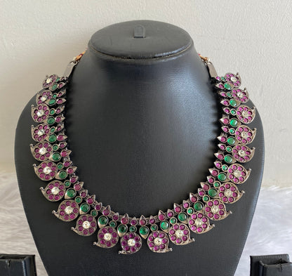 Black finish precious kemp-green-white  pearl mango necklace dj-50756