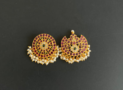 Matte finish real kemp-green-white pearl cluster sun moon hair jewel dj-49123