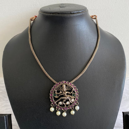 Black finish precious kemp-green-white natarajar pearl necklace dj-50981