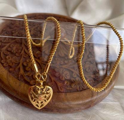 Gold tone Shiva Heart Pendant with long chain dj-42527