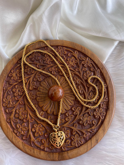 Gold tone Shiva Heart Pendant with long chain dj-42527