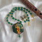 Antique Green Onyx beaded Maha Lakshmi Hand painted agate pendant necklace set dj-42553
