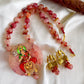 Antique Red Onyx beaded Ma Shakti Hand painted agate pendant necklace set dj-42549