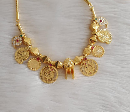 Gold tone mangalyam with mango-lakshmi coin and swan addon dj-43207