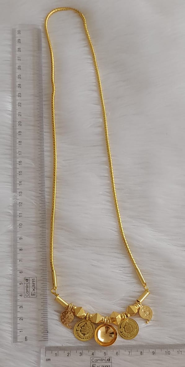 Gold tone bottu mangalyam with lakshmi coin and mango addon DJ-44376