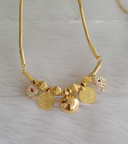 Gold tone bottu mangalyam with lakshmi coin and mango addon DJ-44376