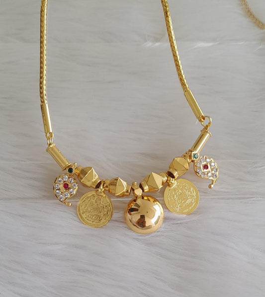Gold tone bottu mangalyam with lakshmi coin and mango addon DJ-44376