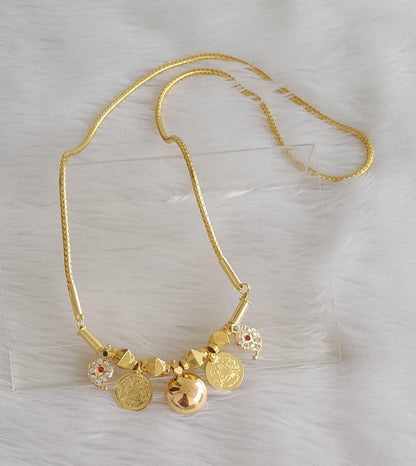 Gold tone bottu mangalyam with lakshmi coin and mango addon DJ-44376