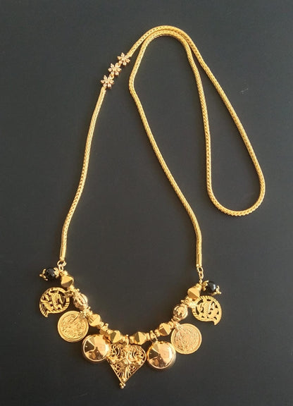 Gold tone cross mangalyam with bottu in flower mugappu chain dj-46106