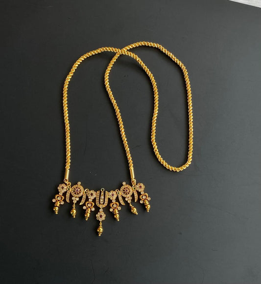 Matt finish ruby-emerald-white stone Chakra-nama pendant with chain dj-52463