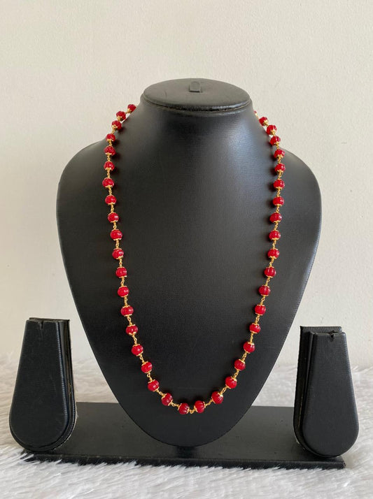 Gold tone red pumpkin beaded chain dj-52647
