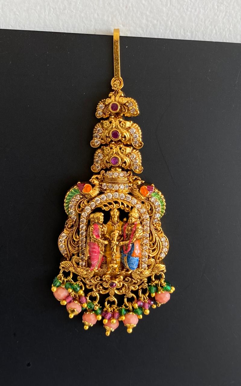 Matte finish srinivasa kalyana bridal set with meenakari work dj-52708