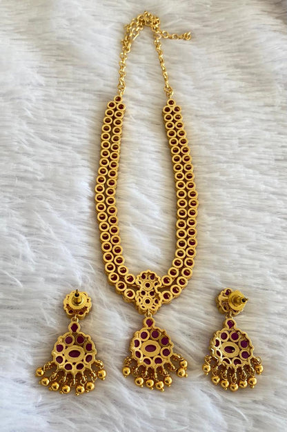 Matte finish pink double layer attigai/necklace set dj-52717