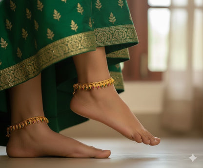 Matte finish ruby-emerald designer Anklets dj-20564