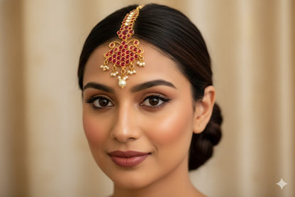 Antique gold tone cz kemp maang tikka dj-13769