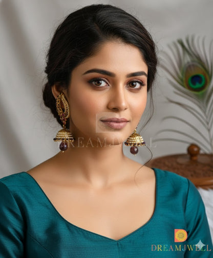 Antique purple-pearl jhumkka dj-37371