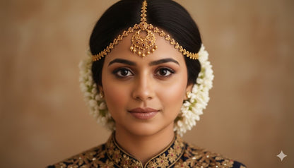 Matte finish kemp-green flower maang tikka dj-50885