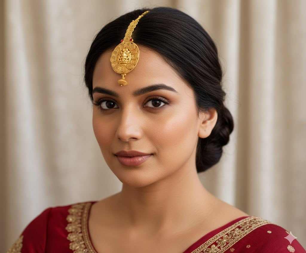 Antique lakshmi pink bridal tikka dj-08185