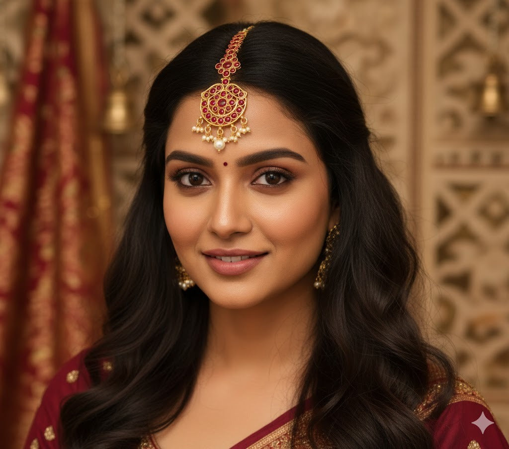 Gold tone kemp  bridal tikka dj-08540