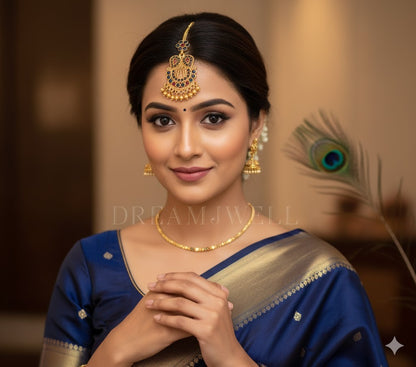 Antique blue-kemp bridal maang tikka dj-01505