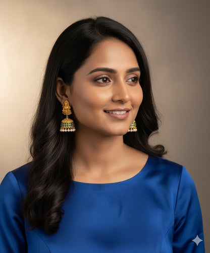 Matte finish green Lakshmi pearl jhumkka dj-37362