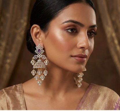 Two tone cz purple pearl big jhumkka dj-50167