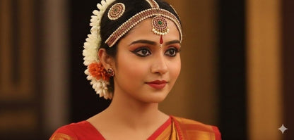 Gold tone kemp-green-pearl bead maang tikka dj-50392