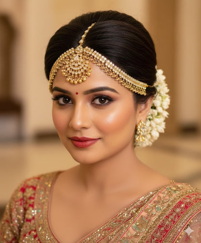 Matte finish white flower maang tikka dj-51378