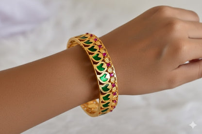 Gold tone Kerala style green mango bangle(2.6) dj-24933