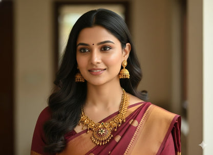 Matte finish kemp-green necklace set dj-19620