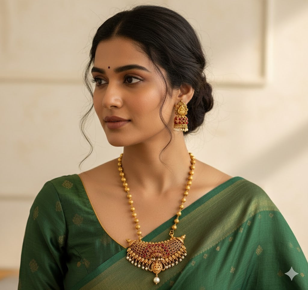 Antique kemp lakshmi chain/necklace set dj-20671