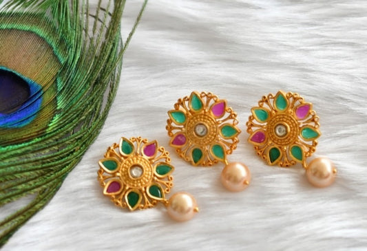 Matte Finish Pink-green Pendant Set dj-01746