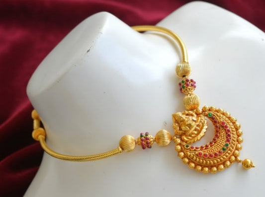 Antique handmade kemp-green Lakshmi Hasli necklace dj-04007