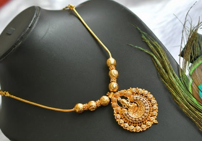 Gold tone white stone Lakshmi necklace dj-37671