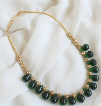 Handmade Green Drop Bead Necklace-dj03999