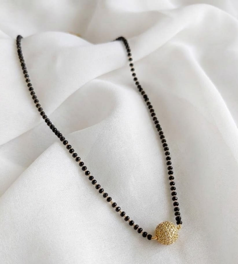 Gold tone cz white beads Mangalsutra dj-36999