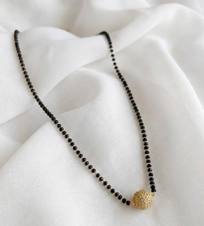 Gold tone cz white beads Mangalsutra dj-36999