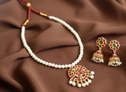 Gold Tone Kemp-green Pearl Swan Necklace Set DJ30014