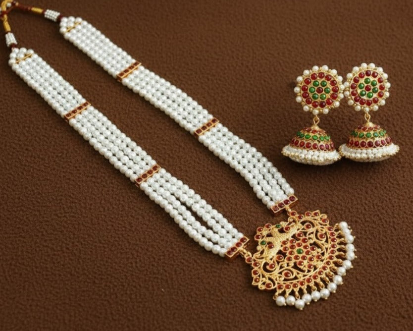 Gold Tone Kemp-green Pearl peacock Haar Set DJ30001