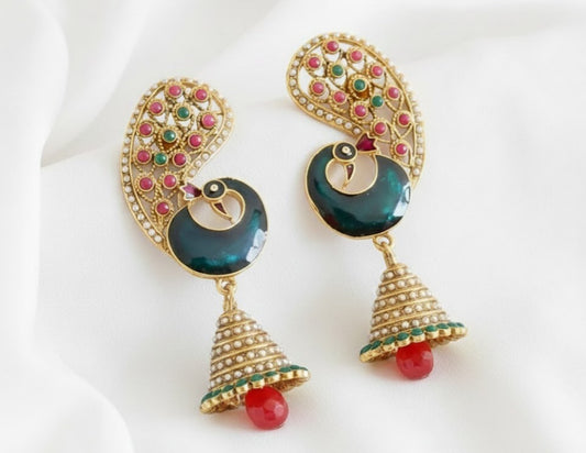 Antique Multi Color Peacock Big Jhumkka DJ30020