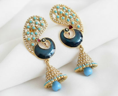 Antique Sky Blue Peacock Big Jhumkka DJ30021