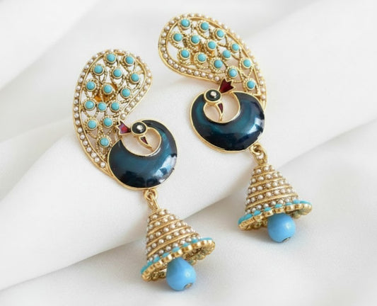 Antique Sky Blue Peacock Big Jhumkka DJ30021