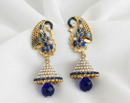 Antique Royal Blue-pearl Peacock Jhumkka DJ30022