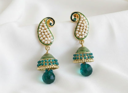Antique Peacock green-pearl Mango Jhumkka DJ30023